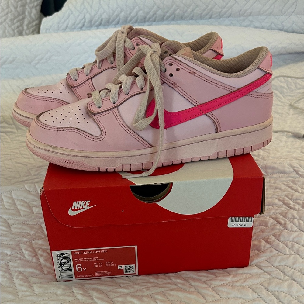 Nike Pink Dunk Low with Hot Pink Swoosh